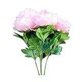 SAVORLIVING 造花 絹布 牡丹 ボタン 偽の花 自然 真に迫った 美しい花束 ホーム/ガーデン/パーティー/ウェディングデコレーション ブーケ1本 5花ヘッド