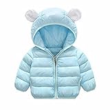 ダウンコート キッズ コート 子供服キッズ 中綿ジャケット 耳フード付き 赤ちゃん 男の子 女の子 可愛い ソフト 保温 暖かい お洒落 (70cm, スカイブルー)