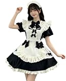 [KALAOK] 英国風 メイド服 ロング 黒白 ワンピース ハロウィン コスプレ衣装 4点セット クラシカル 半袖 8295black 2XL