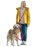 WANFIRE 大型犬 リード ショルダーリード 多機能 調節可能ウエストベルト 散歩・ランニング・ハイキング用 (ローズレッド-静音設計, 1.8-2.9m)