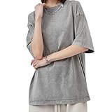 tシャツ メンズ 半袖 大きい サイズ ヴィンテージ加工 ヘビーウェイト 8オンス 綿 ウォッシュ 古着風 無地 オーバー ビッグシルエット 筋トレ (JP, アルファベット, XL, グレー) [並行輸入品]