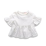 ベビー チュニック Ｔシャツ キッズ プルオーバー 女の子 トップス 子供服 ゆったり (98cm, ホワイト)