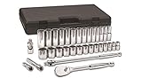 GearWrench 80714d 33 piece1 / 2ドライブ12ポイントSAE標準and Deepソケットセットby GearWrench