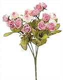 エルアーツ 造花 ミニローズブッシュ 全長25cm・花径2.5cm モーブ E3782-19
