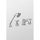 Toto TB220S#BN Vivian Deck-Mount Tub Filler Trim with Cross Handles and Handshower, Brushed Nickel [