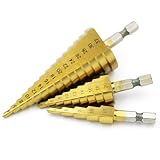 3本HSSステップドリルビットセットチタンドリルビットセットドリル穴4-32mm 4-20mm 4-12mm