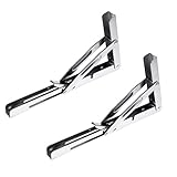 monkeyjack 2ピースHeavy Duty 304ステンレススチール折りたたみシェルフベンチテーブルシェルフ三角形またはブラケットサポート最大。ロード550lb / 250kg