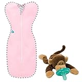 Love To Dream Swaddle Up Original, Pink - Small 6.5 - 13 lbs. with WubbaNub Monkey by Love to Dream