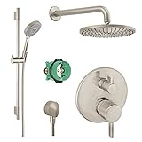 Hansgrohe ksh04231 – 27474 – 66bn-2 Raindance Downpourエアヘッドキット付きハンドシャワー切替弁付き、Wallbar、温度調節トリムRough、つや