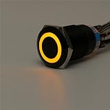 Sndy 12v 19 mm 自己ロックプッシュボタンスイッチリング LED フラットヘッド5ピン防水スイッチ - 黄色