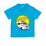 BabyChips 救急車(名入れ半袖ベビーTシャツ) 90 ターコイズ