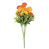 Kicode 14 "7頭の人工花束ブーケフェイクミニフェイク菊花オフィス家庭用ウェディングデコレーション用シルク花