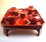 漆塗り　総朱お食い初め食器セット【男の子用】―歯固めの石　白木祝い箸進呈　―