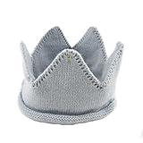 babycrown 選べる3色展開 ベビーニットクラウン お祝い バースデー お宮参り 発表会 (グレー)