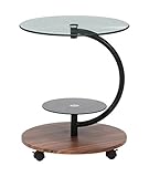 不二貿易 ガラス ラウンドテーブル マーブル 直径50cm ダークブラウン 96699