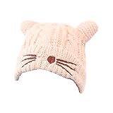 Sasairy ニット帽子 キッズ 耳付き ニットキャップ 猫耳 可愛い 帽子 男女兼用 秋冬 プレゼント キャップ 柔らかい 通園 通学 １－８歳に対応 ピンク