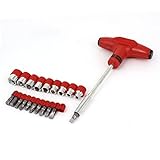 uxcell　ドライバービットセット　六角ソケット　ドライバービット　スロット付きフィリップス　Tハンドル　レッド　プラスチック　21イン1