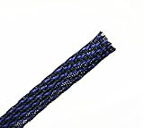 Wang-Data 100ft-1/2 Expandable Braided Sleeving -Black and blue -cable management sleeve cord organi