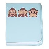 CafePress – Hear See Speak No Evil Monkey – スーパーソフトベビー毛布、新生児おくるみ ブルー 007542288825CD2