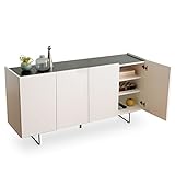 LOWYA （ロウヤ） 収納 ラック リビングボード 国産 スチール脚 天板化粧仕上げ 可動棚 コードリール付 サイドボード おしゃれ 幅150cm ホワイト 新生活