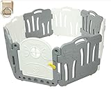 良いベビールーム、セルフプレーが赤ちゃんフェンス、安全ガードベビー接続し、拡張可能な、安全扉セット8P（並行輸入品） (gray&white)