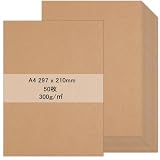 SOYANGNEK A4 クラフト板紙 300gsm(厚約0.36mm) ペーパーエントランス 画用紙 未晒し ボール紙 DIY はがき用紙 名刺紙 カード 台紙 表紙 封筒 絵を描く 工作 用クラフトボード 50枚
