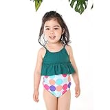 BABY ONE™ （ベビーワン）キッズ水着ワンピース　オールインワン　一体型スイムウェア　連体水着　女の子水着　夏新作　可愛い 速乾 紫外線カット (110#, ミドリ)