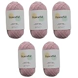 すみれcraftショップ Peaceful コットン糸 毛糸 一玉40～45g、約96～108ｍ 同色５玉セット 編み物 (10.くすみピンク)