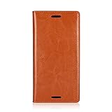 Golikef Sony Xperia XZ ケース カバー バンパー 手帳型 高級 本革 レザー 色鮮やか レトロ な book case 型 柔らかいシリコンTPUラバーカバー スタンド機能 カー