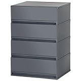 日本製 収納ケース 引き出し PLUST（プラスト）ベーシック (51cm幅 4段, ナチュラルブラック)