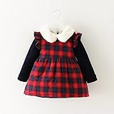 (チェリーレッド) CherryRed ベビー 女の子 防寒対策 綿服 スウェット ワンピース チェック 厚手 可愛い 暖かい 遊び着 普段着 80 レッド
