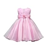 ベビーゴー　キッズドレス　ウエストに3D花付き　ノースリーブ　子供ドレス　ワンピース　ガールズワンピース 　フォーマル　ドレス　発表会 結婚式 入園式 文化祭 演奏会　100-140 ピンク　140