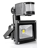 Warmoon LED Motion Sensor Flood Light, 10W Warm White, 3200K, 900lm, Waterproof Security Lights with