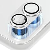 Miomg カメラフィルム iPhone 17 用 カメラ保護 アルミ合金製 + 硬度9H 強化ガラス レンズカバー レンズ保護 カメラカバー 全面保護 耐衝撃 露出オーバー防止 黒縁取り 高透過率 アイフォン17 対応（シルバー）