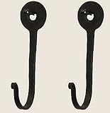 (2) - Horse Shoe Nail Hooks Set of 2 - Decorative Wall Hooks - Black Metal