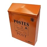 【mon luxe】 アンティーク調 鍵付き 郵便ポスト ブリキ 壁掛け メールボックス 新聞受け レトロ感 アメリカン (Orange)