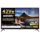 [andoroidtv] 42型 チューナーレス テレビ Google TV フルハイビジョン Bluetooth USB 壁掛け VESA対応 アンテナ接続不要 d021