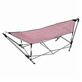 ハンモックセット【折りたたみ式】 ピンク スチールフレーム 収納袋付き LHM-4079PI 〔アウトドア用品 キャンプ用品〕