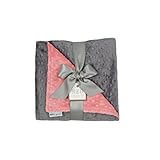 MEG Original Coral & Charcoal Gray Minky Dot Blanket for Baby Girls by MEG Original