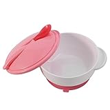 Haofy 幼児のサクションカップボウルス プーンセットベビー子供の食糧訓練プラスチック食器幼児食器セット吸盤付き(Pink)