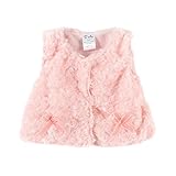 LittleSpring秋冬 かわいい 女の子 ガールズ ピンク ホワイト 蝶結び 毛皮ベスト 暖かい袖なしジャケット アウターウエア ピンク2-9M