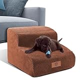 Masthome 犬 階段 犬スロープ階段 ドッグステップ 犬用ステップ 2段 7色 高さ30cm ペット用 ステップ 階段 滑り止め 安定がいい 取り外し可能式 洗えるカバー 頑丈で丈夫 耐久 怪我防止 介護用ペットステップ 小型犬 室内犬 高齢犬 ブラウン グレー ブラック ホワイト ブルー マスタードイエロー アイスランドブルー