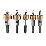 ホールソーセット ドリルビット 5PCS 16mm/18.5mm/20mm/25mm/30mm 高速度鋼/金属合金/木工/プラスティック/鉄/アルミ/ステンレス/スチロールに対応の穴あけ 穿孔 掘削 