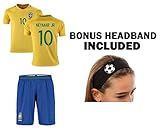 jerzehero Brazil Neymar Jr # 10 Girls Youth 3 in 1サッカーギフトセット& # x2713 ; Soccer Jersey & # x2713 ; Sh