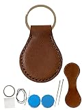 [haoa] 手作りキット 工作キット 革 キーホルダーキット 材料用具完備の完全パッケージ 牛革 ハンドメイド 材料 レザークラフトキット (茶色[丸み型])