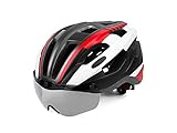 Osize 大人の取り外し可能なゴーグル自転車ヘルメットワンピース調節可能な安全保護ヘルメット（赤+黒）