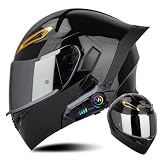 MOTOBOSS バイクヘルメット フルフェイスヘルメット ブルートゥース付き システムヘルメット フリップアップ メンズ レディース 四季対応 オートバイジェット ダブルシールド大きいサイズ 洗える裏地 日焼け止め UVプロテクション Bluetooth 耐衝撃 DOT認定 防風雨 通勤 通学 (L,B13)