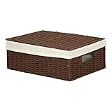 【メルカド かご収納雑貨の店】 カラーボックス対応ペーパー製フタ付き浅型収納ケース/カラー：ブラウン