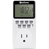 KETOTEK デジタル プラグイン タイマー コンセント ソケット 20 オン/オフ プログラム可能なタイマー スイッチ 24 時間 7 日 プログラムとカウントダウン 省エネ タイミング プラグ ソケット (15A 1725W 115VAC)
