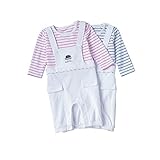 ベビーロンパーストライプ服ジャンプスーツ服コットンサスペンダーロンパー (66, 青)